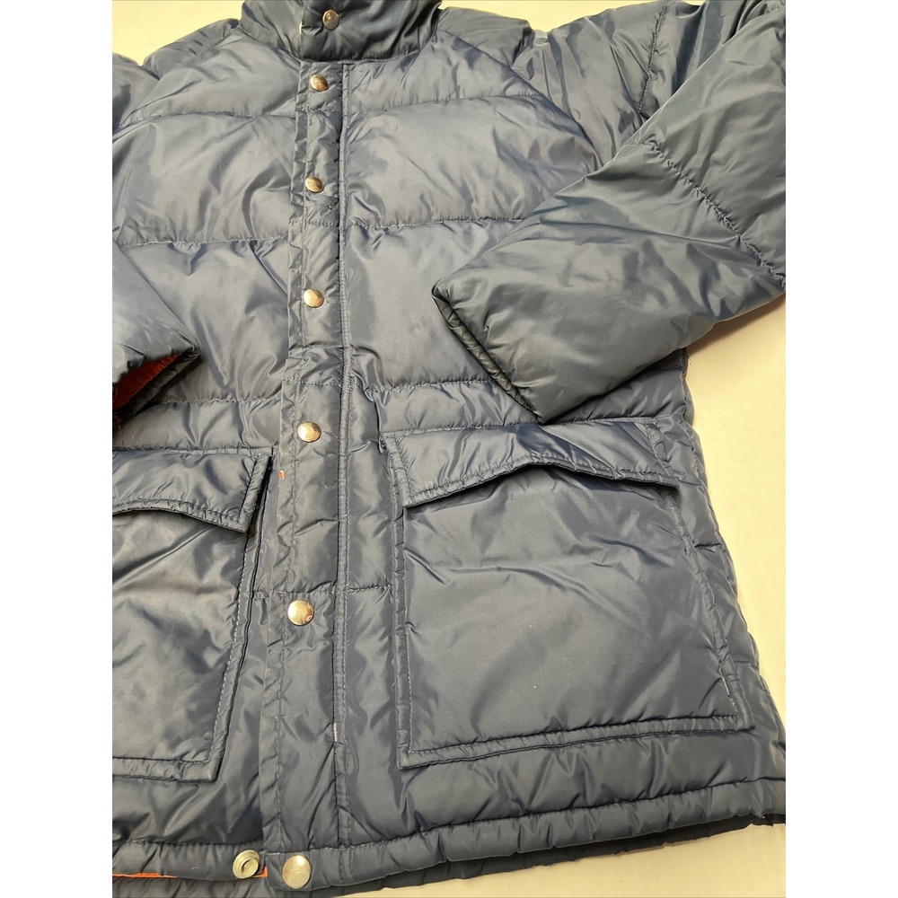 Vintage JC Penny Down Puffer Coat Snap Button Men's Size Small Navy Blue - Picture 4 of 16